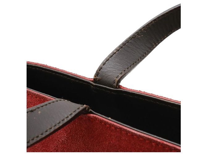 Bolsa Tote de camurça e lã com estampa Check da Burberry Vermelho - vista 6