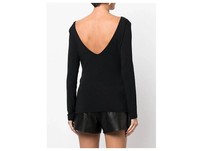 Versace Y2K schwarzer Viskose-Pullover mit besticktem Kristall-Logo - Ansicht 3