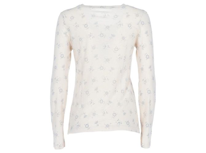 Marni Y2K weißer Baumwollpullover mit blauem Blumendruck - Ansicht 3