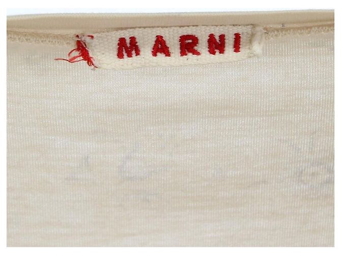 Marni Y2K weißer Baumwollpullover mit blauem Blumendruck - Ansicht 4