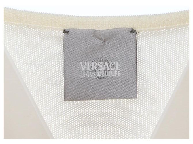 Regata Versace 90s de algodão branco com modelagem relaxada e gola redonda - vista 4