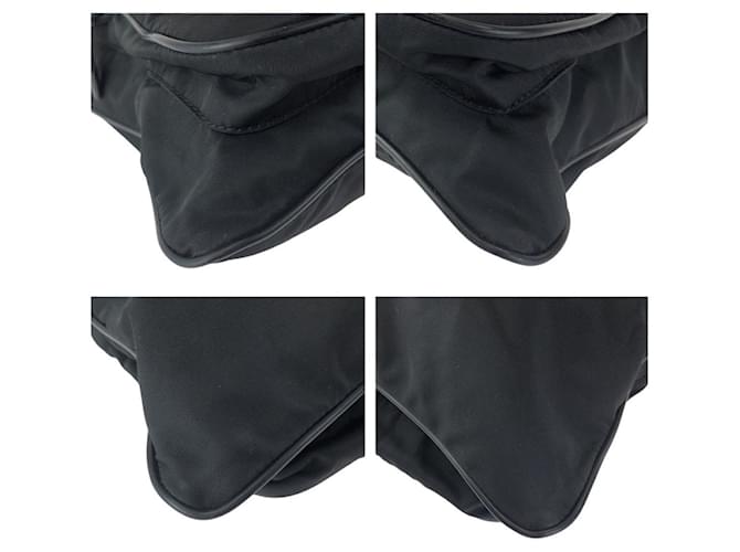 Borsa a Spalla Prada Nylon Tessuto Triangle Logo Nero - vista 3