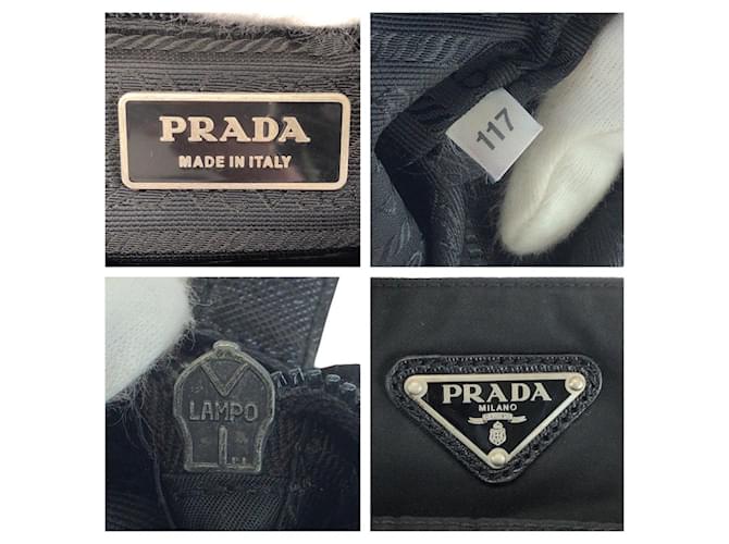 Borsa a Spalla Prada Nylon Tessuto Triangle Logo Nero - vista 4