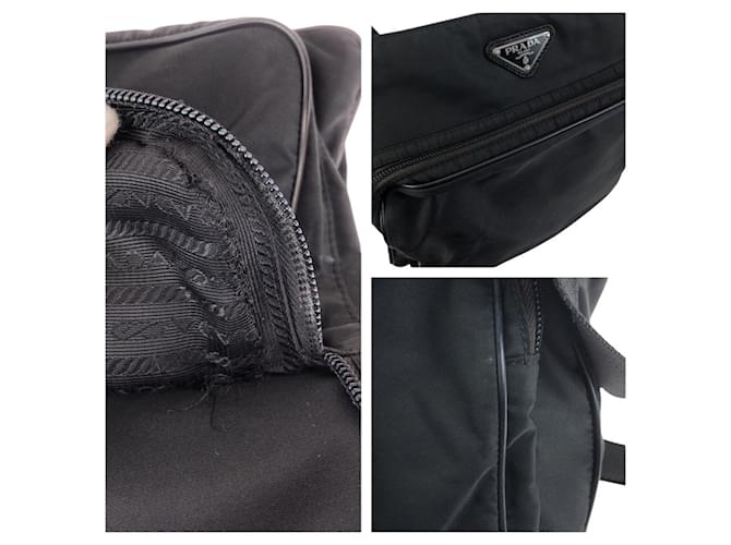 Borsa a Spalla Prada Nylon Tessuto Triangle Logo Nero - vista 5