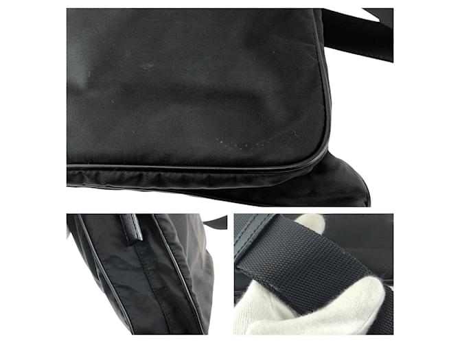 Borsa a Spalla Prada Nylon Tessuto Triangle Logo Nero - vista 6