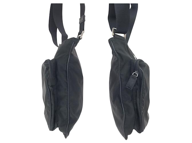 Borsa a Spalla Prada Nylon Tessuto Triangle Logo Nero - vista 8