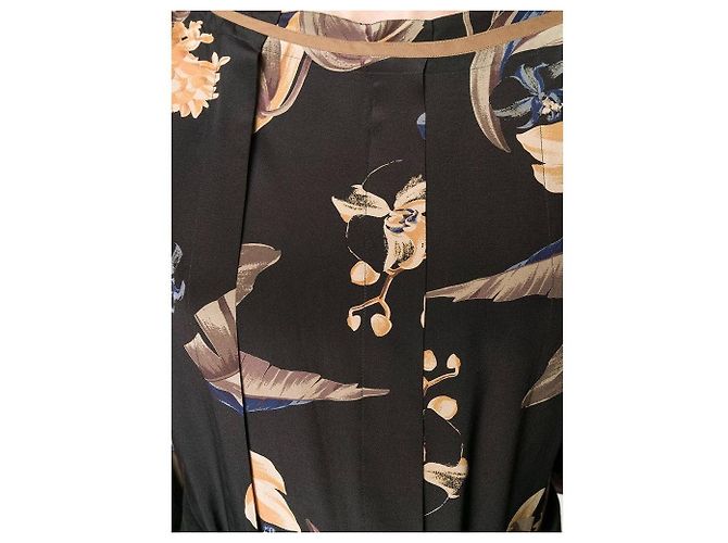 Camicetta Versace 80s in seta nera con stampa floreale e maniche a pipistrello Nero - vista 4