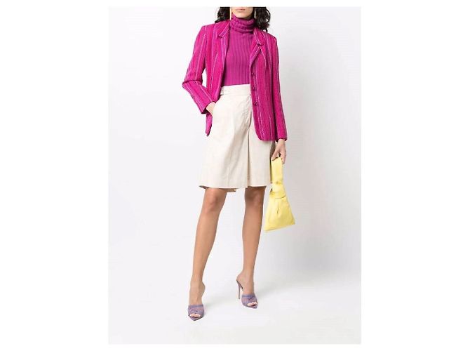 Chanel Y2K Cashmere Rollkragenpullover mit Rippenstruktur in Cyclamen Pink - Ansicht 3