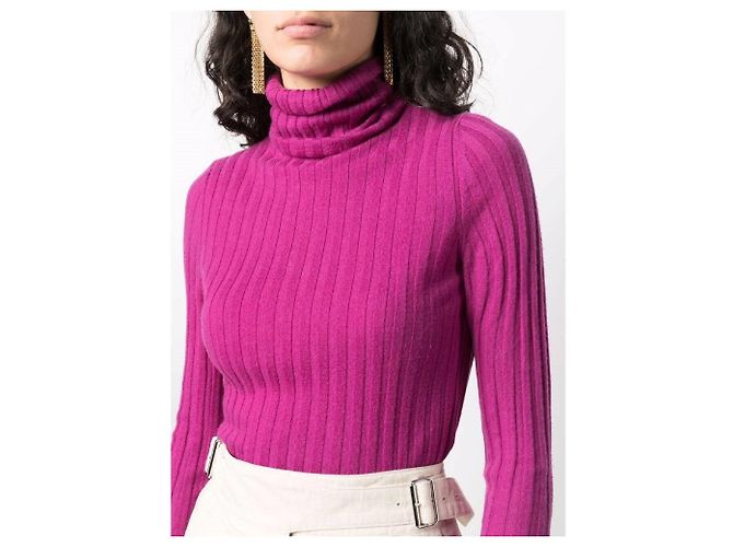 Chanel Y2K Cashmere Rollkragenpullover mit Rippenstruktur in Cyclamen Pink - Ansicht 5