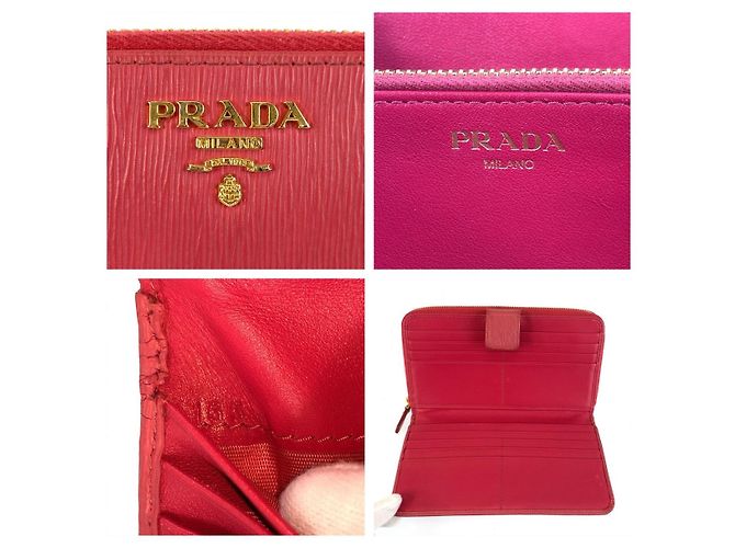 Langer Prada Saffiano Ledergeldbörse Pink - Ansicht 3
