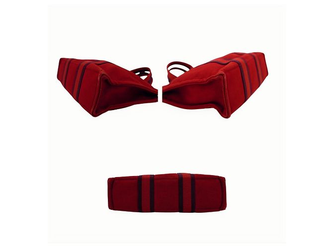 Hermès Hermes Vintage Stoff Tragetasche Rot - Ansicht 4