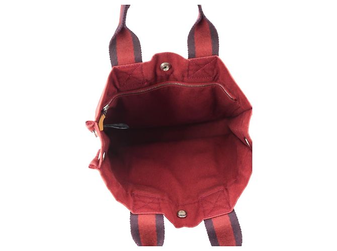 Hermès Hermes Vintage Stoff Tragetasche Rot - Ansicht 5