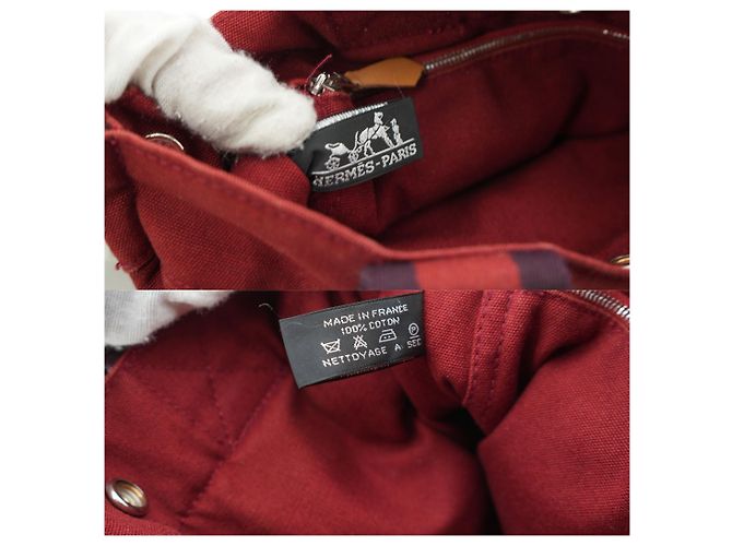 Hermès Hermes Vintage Stoff Tragetasche Rot - Ansicht 6