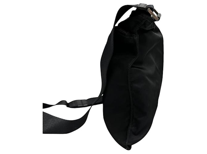 Borsa a Spalla Prada Nylon Tessuto Triangle Logo Nero - vista 4