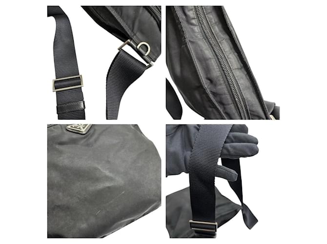 Borsa a Spalla Prada Nylon Tessuto Triangle Logo Nero - vista 6