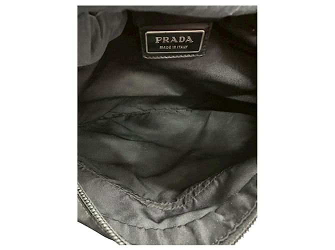 Borsa a Spalla Prada Nylon Tessuto Triangle Logo Nero - vista 7