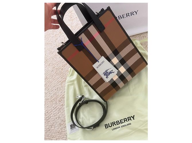Borsa Tote Burberry House Check Medium Maidstone Marrone - vista 4