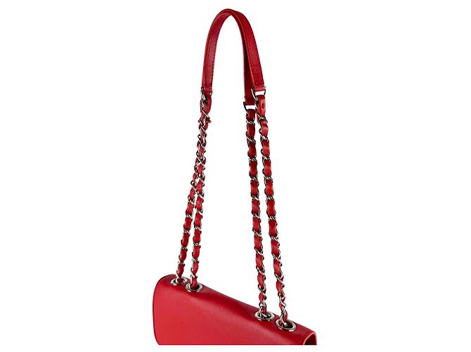 Borsa a tracolla in pelle rossa Chanel Rosso - vista 10