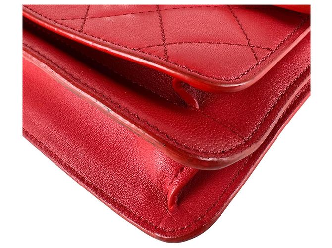 Borsa a tracolla in pelle rossa Chanel Rosso - vista 9