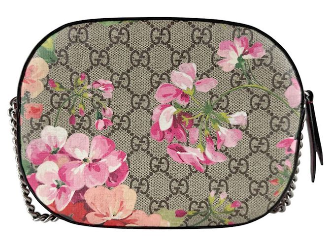 Borsa a Spalla Gucci GG Blooms Marrone Rosa - vista 3