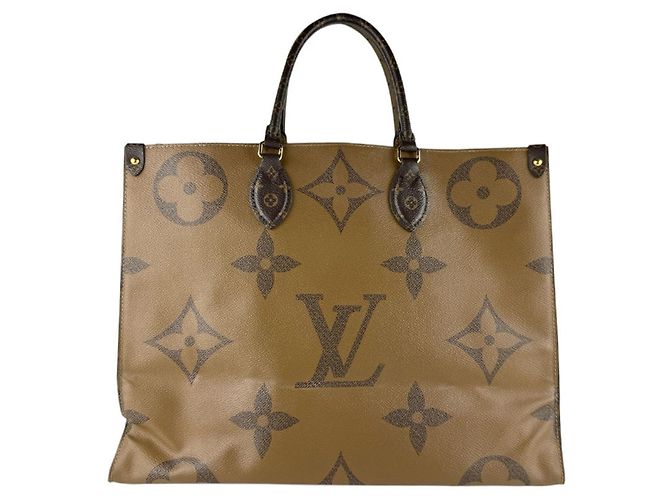 Borsa Louis Vuitton Monogram Giant OnTheGo GM Marrone Monogramma - vista 3