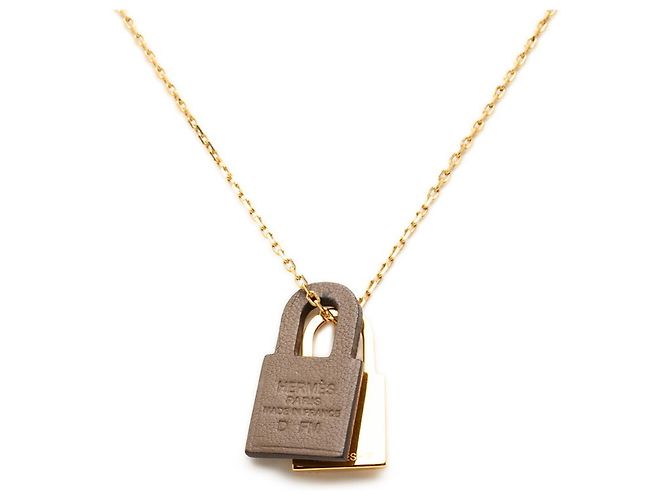Hermès Collana con pendente Hermes O'Kelly PM Marrone Taupe - vista 2