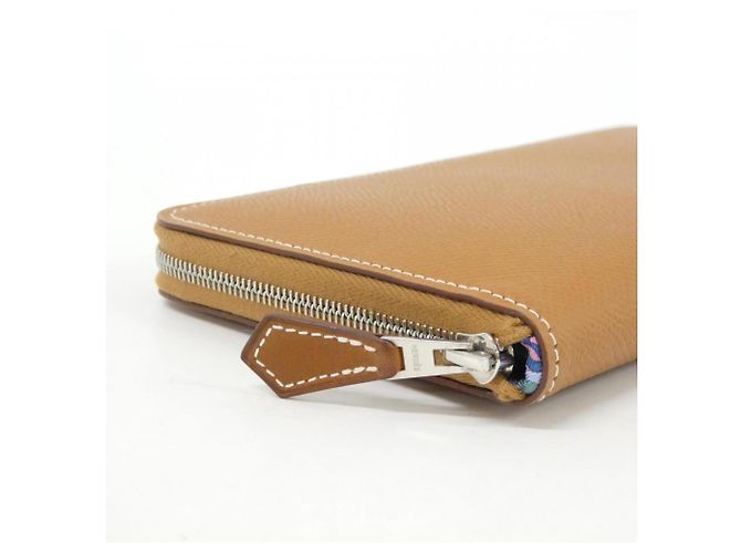 Cartera larga de seda Hermès EN LIBERTE Dorado Verde claro Morado oscuro - vista 3