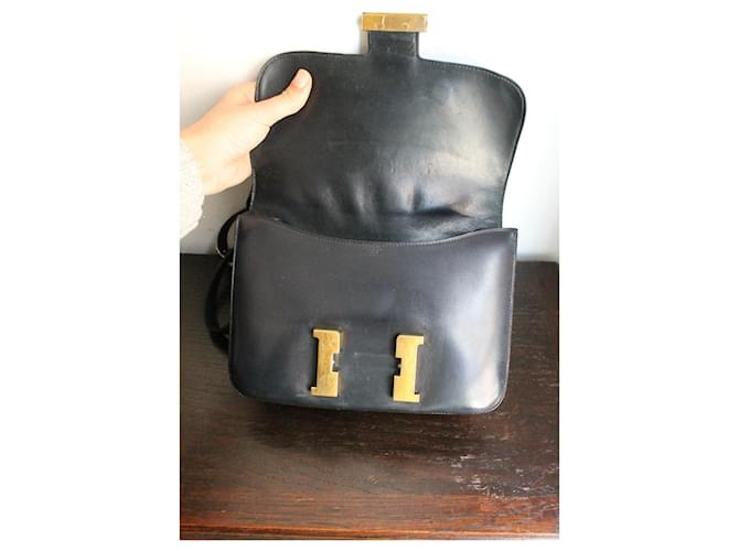 Hermès Constance borsa blu pelle box Nero - vista 10
