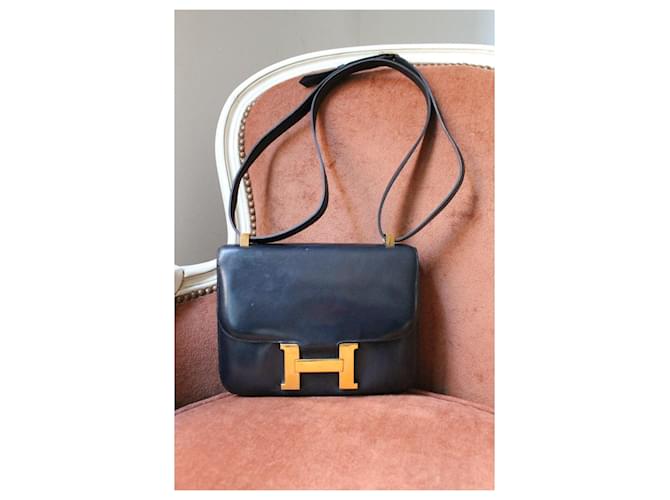 Hermès Constance borsa blu pelle box Nero - vista 14