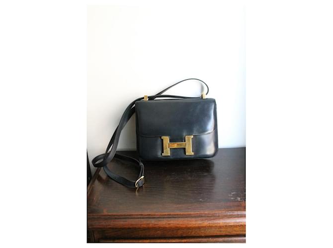 Hermès Constance borsa blu pelle box Nero - vista 3