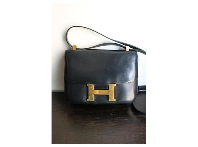Hermès Constance borsa blu pelle box Nero - vista 5