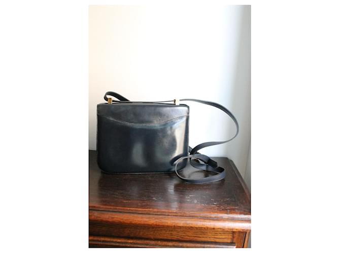 Hermès Constance borsa blu pelle box Nero - vista 8