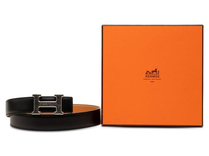 Hermès Cinto Hermes Constance com fivela logo H Marrom Preto - vista 7