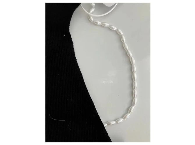 Autre Marque Musier schwarzes geripptes Strick-Top mit Perlenriemen - Ansicht 7