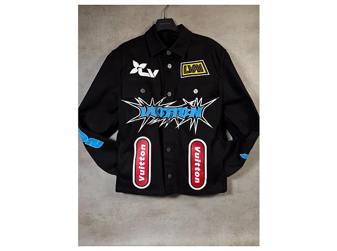 Louis Vuitton Giacca Racing Technique Nero Bianco Blu - vista 2