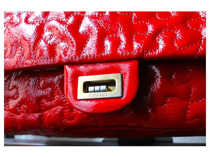Chanel borsa 2.55 Puzzle pelle vernice rossa Rosso - vista 3