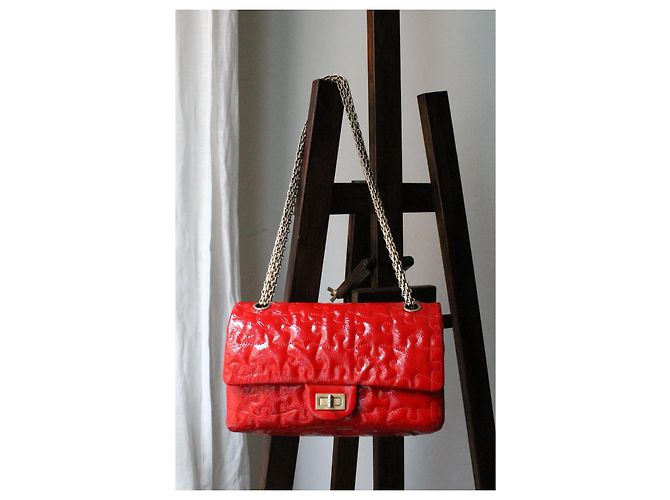 Chanel borsa 2.55 Puzzle pelle vernice rossa Rosso - vista 4