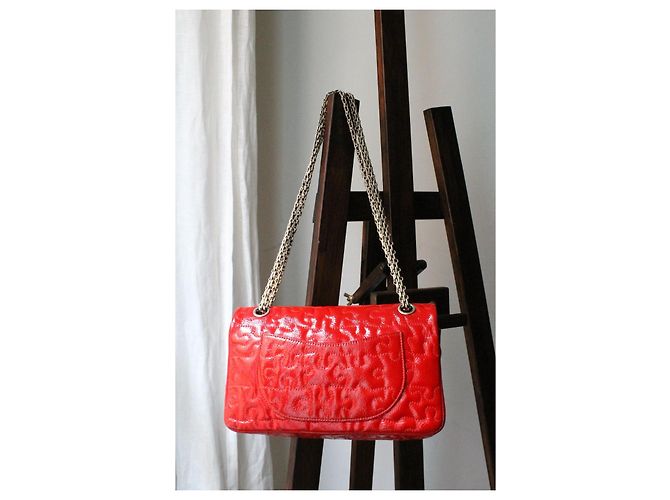 Chanel borsa 2.55 Puzzle pelle vernice rossa Rosso - vista 5