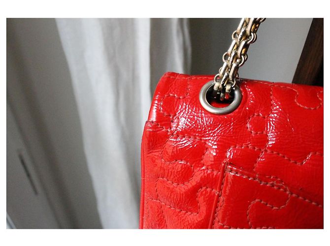 Chanel borsa 2.55 Puzzle pelle vernice rossa Rosso - vista 6