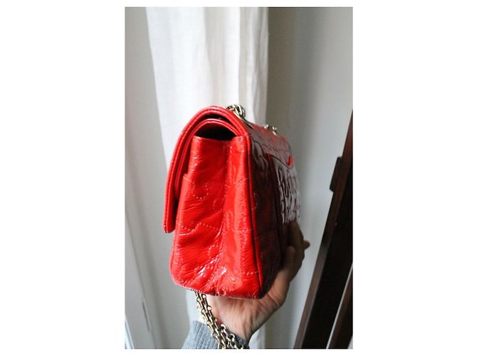 Chanel borsa 2.55 Puzzle pelle vernice rossa Rosso - vista 9