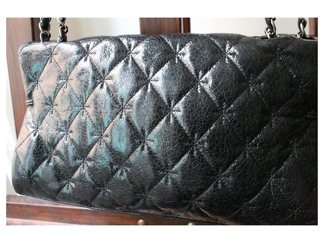 Chanel Borsa 2.55 in Pelle Craquelée Lucida Nero - vista 5