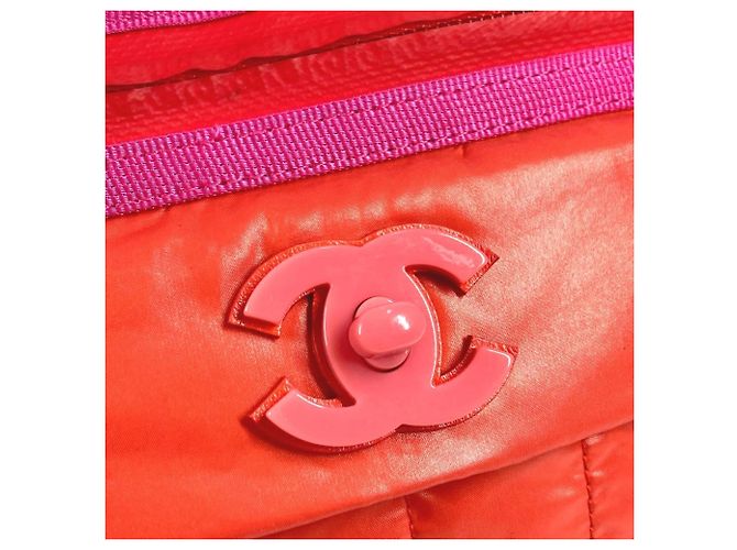 Pochette com mosquetão de corrente Chanel AS0431 Rosa Vermelho - vista 9