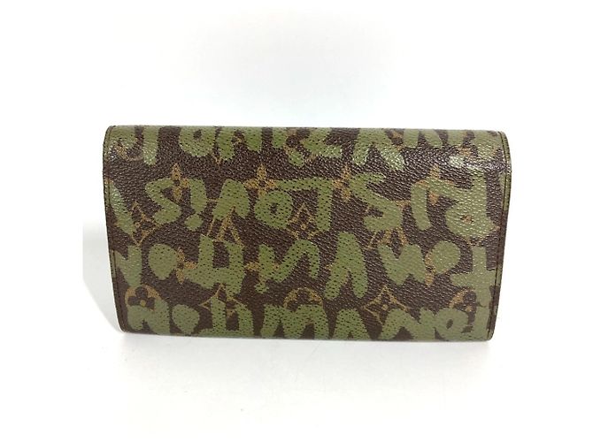Portefeuille long Louis Vuitton Monogram Graffiti Marron Kaki - vue 2