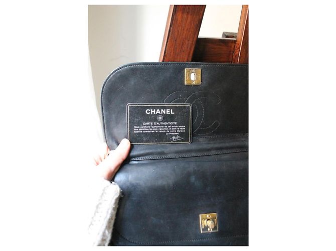 Chanel borsa Timeless Double Flap in pelle nera Nero - vista 10