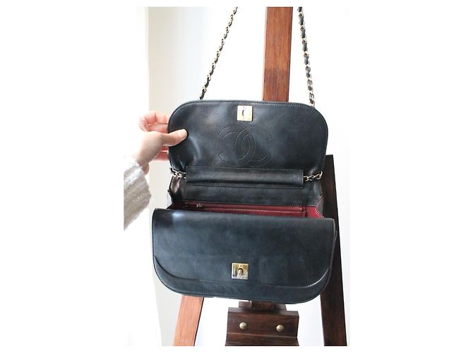 Chanel borsa Timeless Double Flap in pelle nera Nero - vista 4