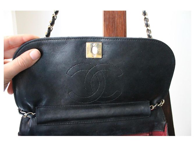 Chanel borsa Timeless Double Flap in pelle nera Nero - vista 5