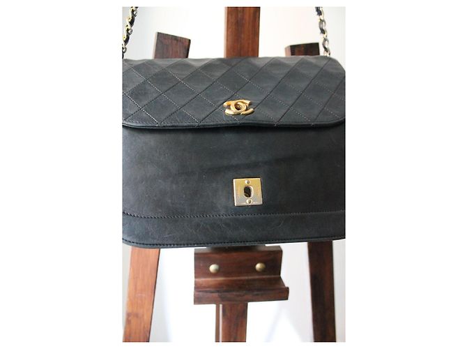 Chanel borsa Timeless Double Flap in pelle nera Nero - vista 7
