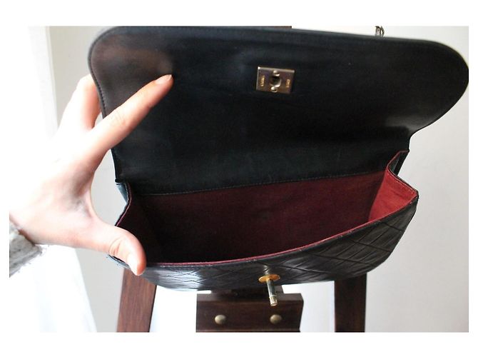 Chanel borsa Timeless Double Flap in pelle nera Nero - vista 8