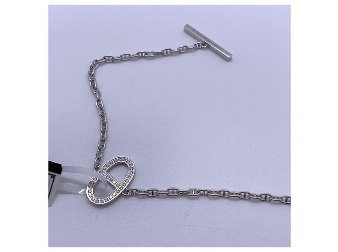 Bracciale Hermès Pig Nose in Oro Bianco e Diamanti Argento - vista 3