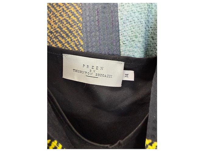 Preen by Thornton Bregazzi Vestido de seda estampado patchwork Castaño Negro Roja Azul Multicolor Verde Amarillo - vista 4
